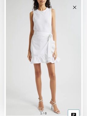 NWOT- Cinq à Sept Mahlia Tie Belt Sheath Dress, White, size M